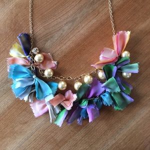Lenora Dame silk bows and pearl necklace